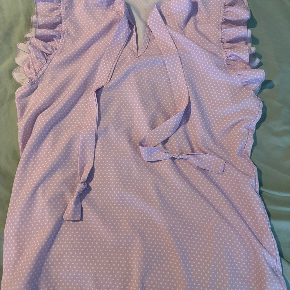 Lavender Polka Dot Dress with Ruffles
